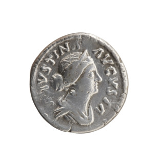Denarius, Faustina the Younger (ca. 130–176; Roman empress 161–176), Marcus Aurelius (121–180;