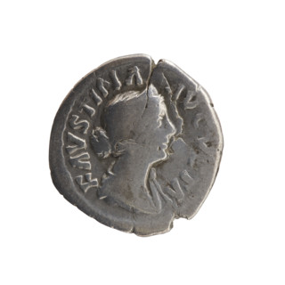 Denarius of Faustina the Younger (ca. 130–176), depicting draped bust of Faustina II facing right