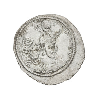 drachma, Yazdegerd I (ruler of Persia; 399–420). Obverse: Bust of Yazdegerd I facing right; crown