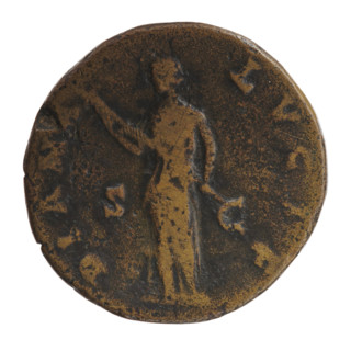 Sestertius of Faustina the Younger (ca. 130–176; Roman empress 161–176) issued under Marcus