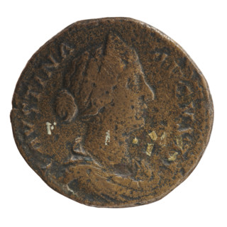 Sestertius, Faustina the Younger (ca. 130–176; Roman empress 161–176), Marcus Aurelius (121–180;