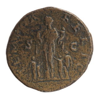 Sestertius, Faustina the Younger (ca. 130–176; Roman empress 161–176), issuer: Marcus Aurelius