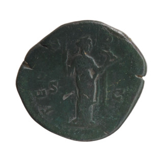 sestertius, Faustina the Younger (ca. 130–176; Roman empress 161–176), Marcus Aurelius (121–180;