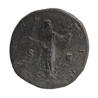 sestertius, Faustina the Younger (ca. 130–176; Roman empress 161–176), Marcus Aurelius (121–180;