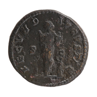 Dupondius/as of Faustina the Younger (ca. 130–176; Roman empress 161–176) and Marcus Aurelius