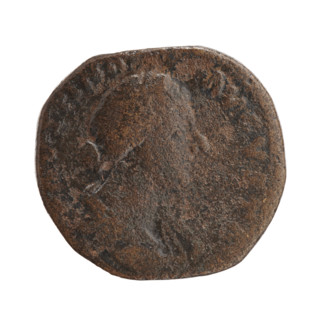 Dupondius/as, Faustina the Younger (ca. 130–176; Roman empress 161–176), Marcus Aurelius (121–180;