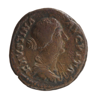 Dupondius/as depicting Faustina the Younger (ca. 130–176), Roman empress (161–176), issuer Marcus