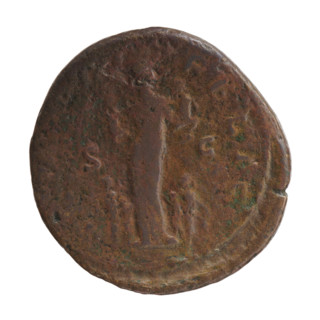 Dupondius/as, Faustina the Younger (ca. 130–176; Roman empress 161–176), Marcus Aurelius (121–180;