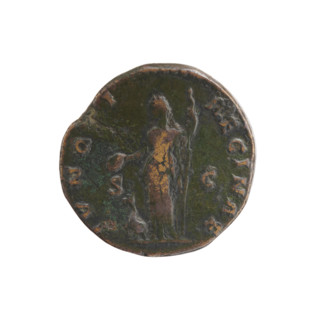 Draped bust of Faustina II facing right, inscribed 'FAVSTINA · AVGVSTA'. Reverse: Juno standing