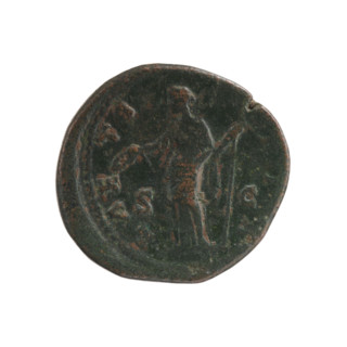 Dupondius/as of Marcus Aurelius (121–180; Roman emperor 161–180), issuer; Faustina the Younger (c