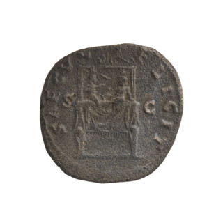 Dupondius/as, Faustina the Younger (ca. 130–176; Roman empress 161–176), Marcus Aurelius (121–180;