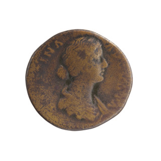 Dupondius/as, Faustina the Younger (ca. 130–176; Roman empress 161–176), Marcus Aurelius (121–180;