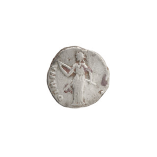 Denarius of Faustina the Younger (ca. 130–176; Roman empress 161–176). Obverse: Bust of Faustina II