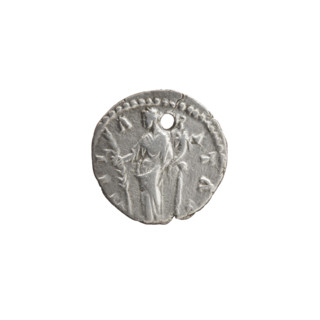 Denarius (with a hole), Faustina the Younger (ca. 130–176; Roman empress 161–176), Marcus Aurelius