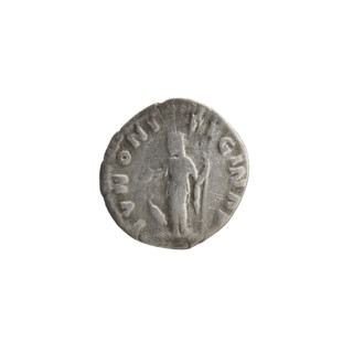 Denarius of Faustina the Younger (ca. 130–176), Marcus Aurelius (issuer). Obverse: Bust of Faustina