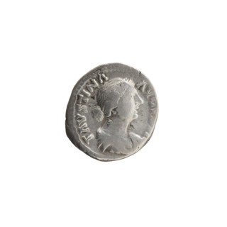 Denarius; issuer: Marcus Aurelius (121–180, Roman emperor 161–180). Obverse: Bust of Faustina II