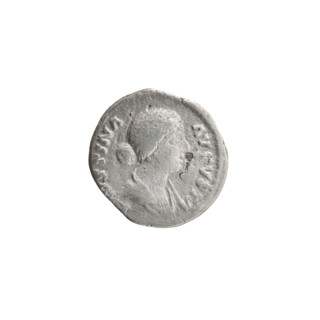 Denarius of Faustina the Younger (ca. 130–176; Roman empress 161–176) and Marcus Aurelius (121–180;