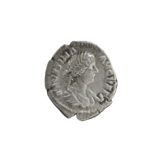 Denarius depicting Faustina the Younger (ca. 130–176; Roman empress 161–176) and Marcus Aurelius