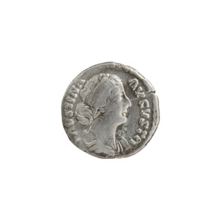 Denarius, Faustina the Younger (ca. 130–176; Roman empress 161–176), Marcus Aurelius (121–180;