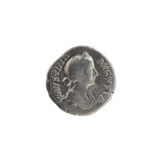 Denarius depicting Faustina the Younger (ca. 130–176; Roman empress 161–176) and Marcus Aurelius