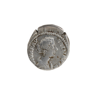 Denarius, posthumous issue for Faustina the Younger (ca. 130–176; Roman empress 161–176). Obverse:
