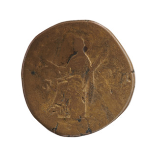 Sestertius of Faustina the Younger (ca. 130–176; Roman empress 161–176). Obverse: Bust of Faustina