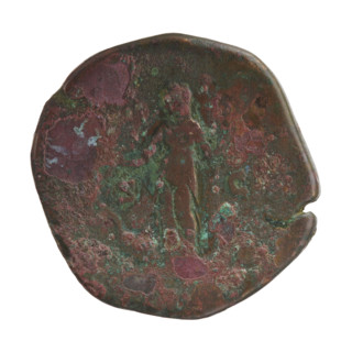 Sestertius; Faustina the Younger (ca. 130–176; Roman empress 161–176) and Marcus Aurelius (121–180;