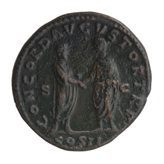 Sestertius, Lucius Verus (130–169; Roman emperor 161–169), issuer. Obverse: bust of Lucius Verus