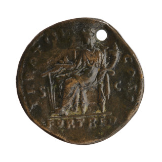 sestertius (with a hole), Lucius Verus (130–169; Roman emperor 161–169), issuer: Lucius Verus;