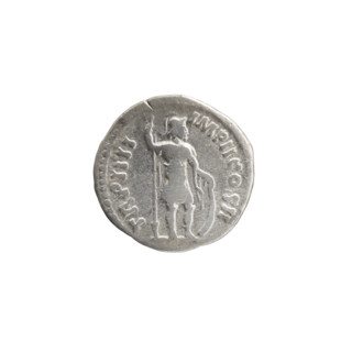 Denarius of Lucius Verus (130–169; Roman emperor 161–169). Obverse: Bust of Lucius Verus without a