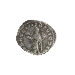 Denarius of Lucius Verus (130–169), Roman emperor 161–169; obverse: head of Lucius Verus in a