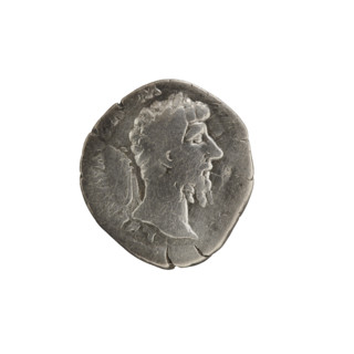 Denarius of Lucius Verus (130–169; Roman emperor 161–169). Obverse: Head of Lucius Verus with
