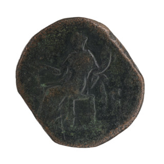 Sestertius of Lucius Verus (130–169; Roman emperor 161–169). Obverse: Head of Lucius Verus in