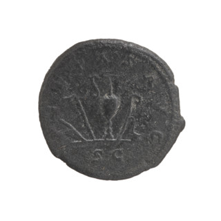 Dupondius, Commodus (ca. 175–176). Obverse: Bust of young Commodus without a covering, with drapery