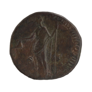 Sestertius of Commodus (161–192; Roman emperor 177–192). Obverse: Head of Commodus in a laurel