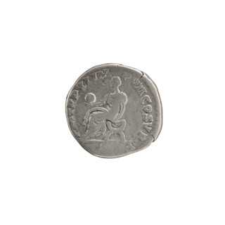 Denarius of Commodus (reigned 177–192). Obverse: Head of Commodus in a laurel wreath facing right,