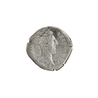 Denarius of Commodus (161–192; Roman emperor 177–192). Obverse: Head of Commodus in a laurel wreath