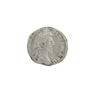 Denarius of Commodus (reigned 177–192 CE), 186–187 CE. Obverse: Head of Commodus in a laurel wreath