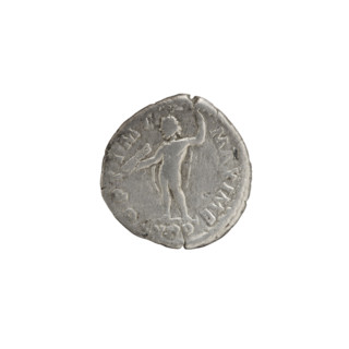 Denarius of Commodus (161–192; Roman emperor 177–192). Obverse: Head of Commodus in a laurel wreath