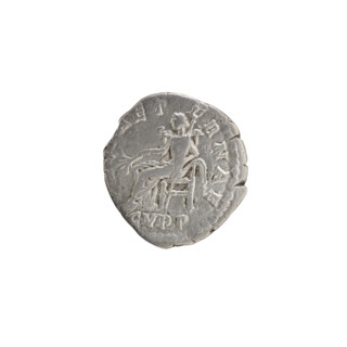 Denarius of Commodus (reigned 177–192). Obverse: head of Commodus in a laurel wreath to the right,