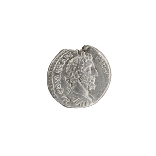 Denarius, Commodus (161–192; Roman emperor 177–192) — obverse: bust of Commodus in laurel wreath,