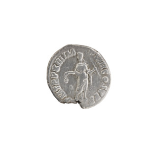 Denarius depicting Commodus (161–192; Roman emperor 177–192), obverse: bust of Commodus in laurel