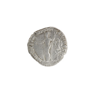Denarius of Commodus (161–192; Roman emperor 177–192). Obverse: Head of Commodus in a laurel wreath