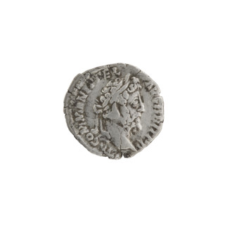 Denarius, Commodus (reign 177–192 CE). Obverse: head of Commodus in laurel wreath facing right,