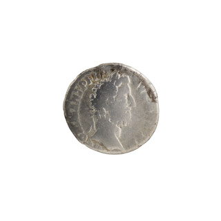 Denarius of Commodus (reigned 177–192). Obverse: Head of Commodus in a laurel wreath to the right,