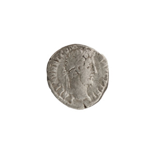 Denarius of Commodus (reign 177–192). Obverse: Head of Commodus with a laurel wreath facing right,