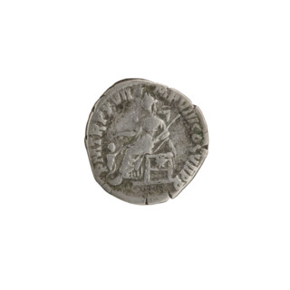 Denarius of Commodus (reigned 177–192). Obverse: laureate head of Commodus facing right,