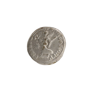 Denarius of Commodus (161–192; Roman emperor 177–192). Obverse: Head of Commodus in a laurel wreath