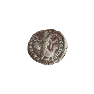 Denarius of Commodus (reign 177–192). Obverse: Head of Commodus in a laurel wreath facing right,