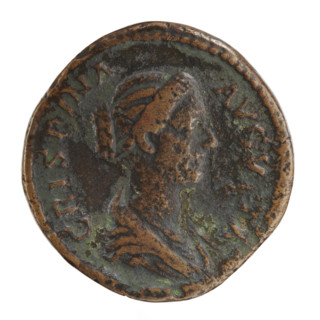 Sestertius (coin) of Crispina (164–192?, Roman empress 178–192) issued under Commodus (161–192,
